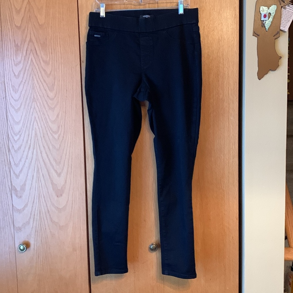 Nine West Black size 10 pull on skinny pants stretchy high rise wide waistband - Picture 7 of 10